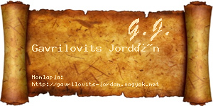 Gavrilovits Jordán névjegykártya